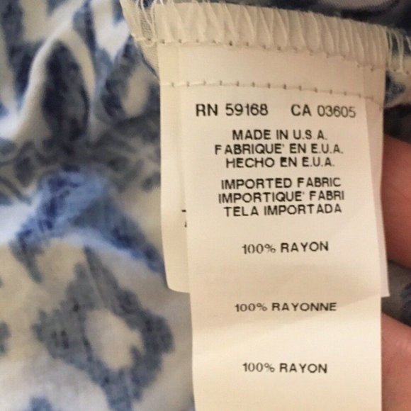 Karen Kane Women's Plus 1X 2X Blue Ikat Lace Yoke Sleeveless Tunic Top Boho NWT - Picture 8 of 9